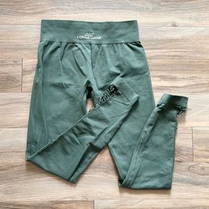 Lorna Jane Seamless High Rise Cut Out Leggings Size XS Sage Green